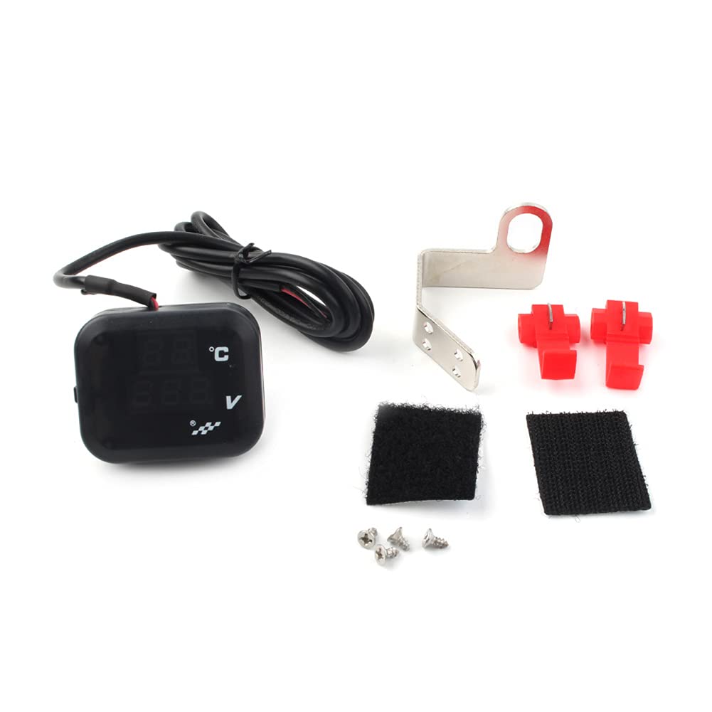 GZYF Motorcycle 2 in 1 Air Temperature, Voltage Reader Display Gauge Universal