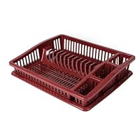Urban Living Sonoma Geschirrkorb mit Tablett, Farbe Ruby Wine, 46 x 37 x 9,5 cm