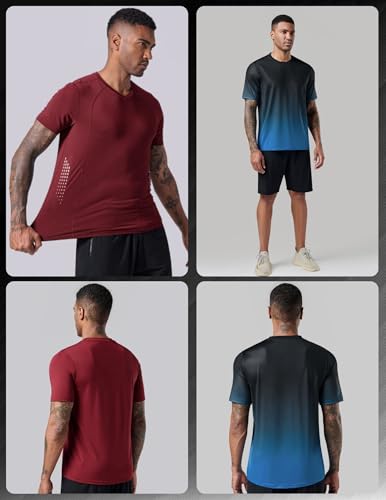 Image of 5 Pack Men's Active Quick Dry Crew Neck T Shirts | Athletic Running Gym Workout Short Sleeve Tee Tops Bulk