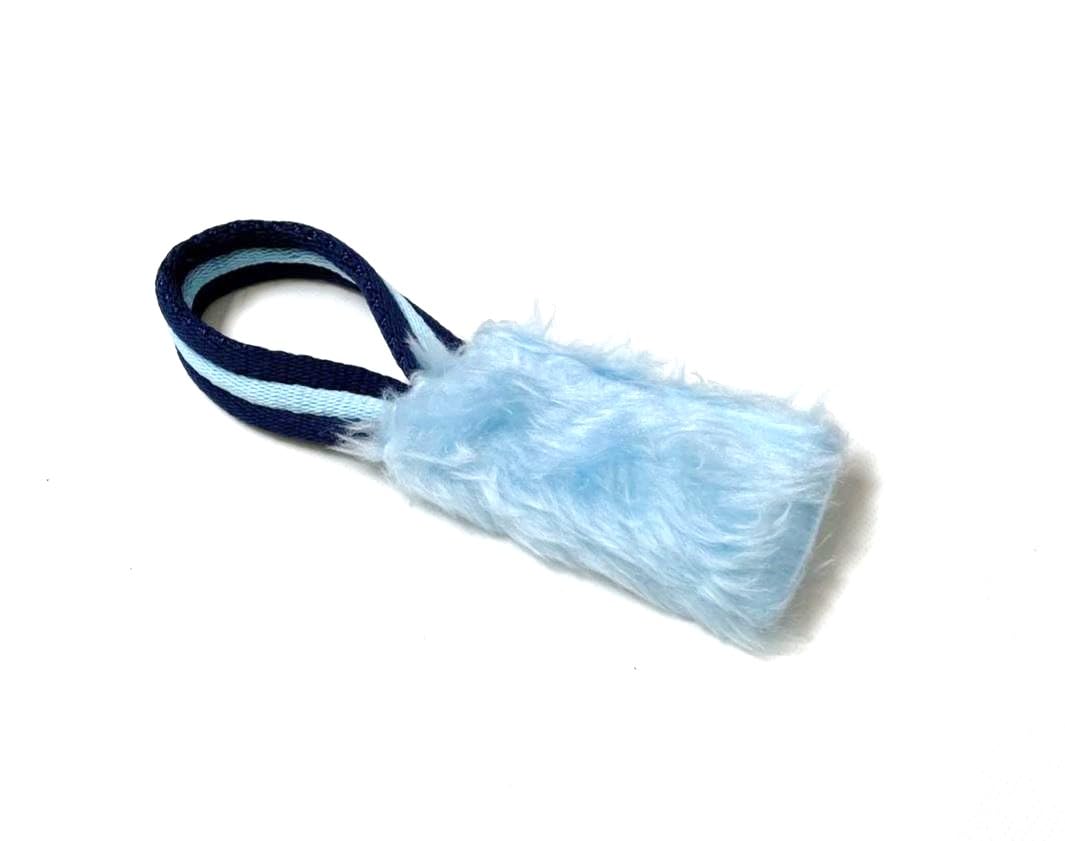 Church Products UK Dog Training Treat Bag Obedience Retrieve Furry Long Prey Dummy With Sewn In Squeaker Small 4" x 2" (Light Blue)