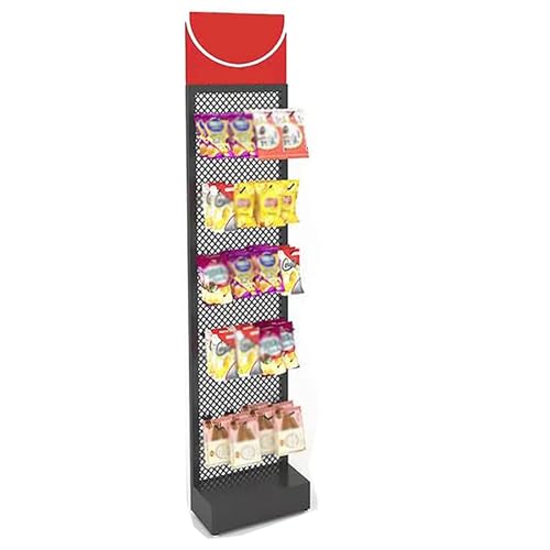WJFTODAY Estantes de exhibición para Tiendas, estantes metálicos de Almacenamiento, expossitor de 5 Niveles, Organizador de Dulces y Snacks, Organizador Comercial para Tiendas de conveniencia (Negro)