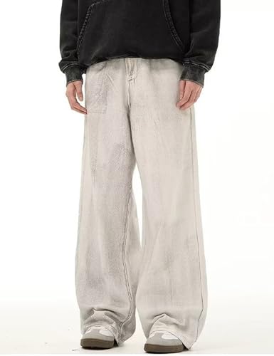 Men's Jeans Baggy Pants Y2K Hip Hop Jeans Vintage Plain Pants Loose Fit Skateboard Denim Pants Streetwear4