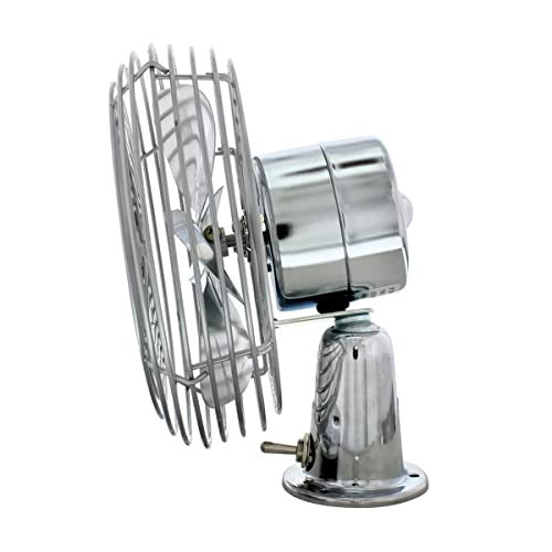 United Pacific 40848 Heavy-Duty Chrome 12V Car Fan W/6" Fan Blade For Cars, Trucks, Rvs, & Vans, All Metal, 2-Speeds, Adjustable Base - One Fan #TOP5