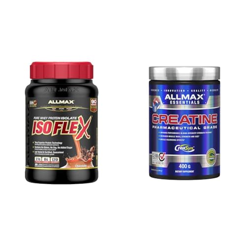 ALLMAX Isoflex Chocolate, 2 Pound & Creatine Monohydrate, Micronized Creatine Powder for Strength and Muscle Recovery, Gluten Free & Fast Absorbing 400g