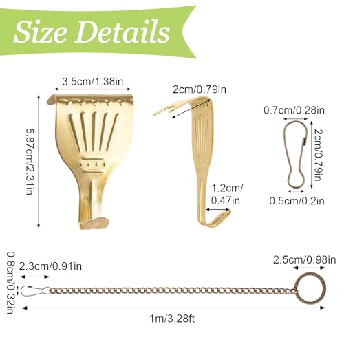 Image of Picture Hanging Kit 6Pcs Picture Rail Hooks & 6Pcs Chains, Metal Rail Hanging Hooks Picture Display Hanging System for Wall Picture, Exhibition(Bronze+Gold,1M)