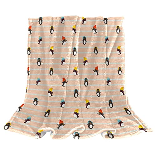 Couverture polaire pingouin pour lit et canapé de chambre