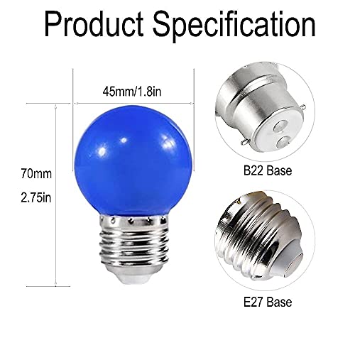 ZFQ 8 Pack B22 Bayonet Colored LED Light Bulbs 2W G45 Golf Ball Mini Globe Bulb Lighting Bulbs,Blue for Outdoor Indoor String Patio Garden Party Christmas - Image 2
