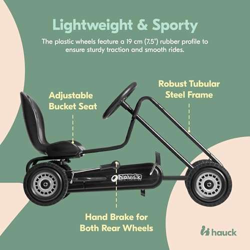 Image of hauck Lightning Ergonomic Pedal Ride-On Go Kart Toy for Boys and Girls, Black