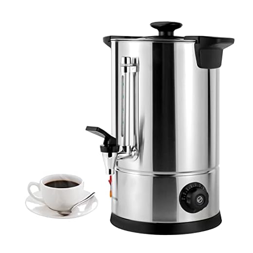 Titunjian Commercial Coffee Urn Stainless Steel Coffee Dispenser Coffee Maker Quick Brewing Hot Beverage Dispenser Keep Warm Hot Water Urn for Home Party Office, 30 Cups (5L, 1KW)