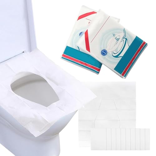 XoeLLe 100 Piezas Protector Wc Desechable Tapadera Wc Universal Protector Fácil de Llevar Cubierta de Asiento de Inodoro Público Adecuado en Hoteles Cubierta de Asiento de Inodoro Público