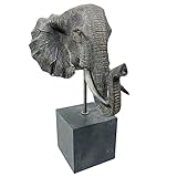 Urbalabs Modern Minimalist 16 Inch Elephant Sculpture Table Desk Decor Head Statues and Sculptures Elephant Statue Figurines African Animal Head Decorations Large Elephant Home Decor