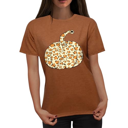 Thanksgiving Shirts for Women: Thankful Greatful Blessed Fall Pumpkin Short Sleeve Crew Neck T-Shirt