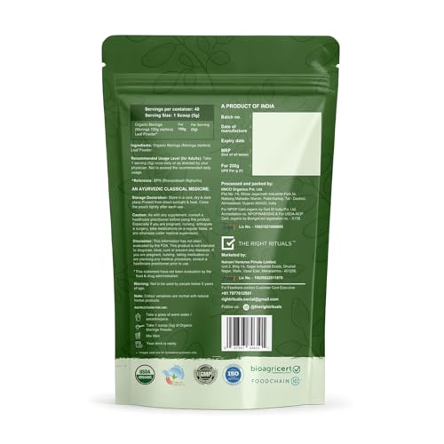Image of Organic Moringa Powder | Pure & Natural | Energy Booster, Weight Management & Immunity Support | 200g | Superfood for Daily Nutrition | Pack of 1 | 200gm x 1 Packet