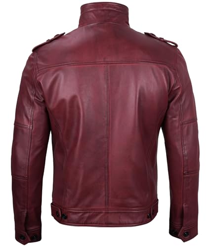 Image of Decrum Real Mens Leather Jacket - Cafe Racer Style Casual Leather Jackets For Men