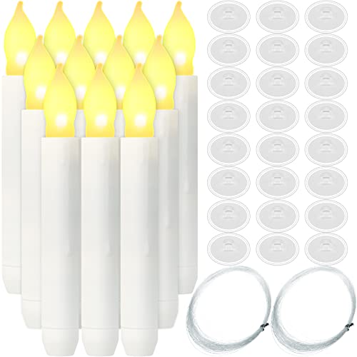 Tuanse 12 Pcs Flameless Floating Candle Graduation Hanging LED Taper