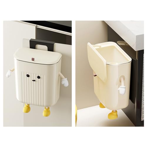 Bote de basura colgante con tapa para cocina y baño miniatura 5