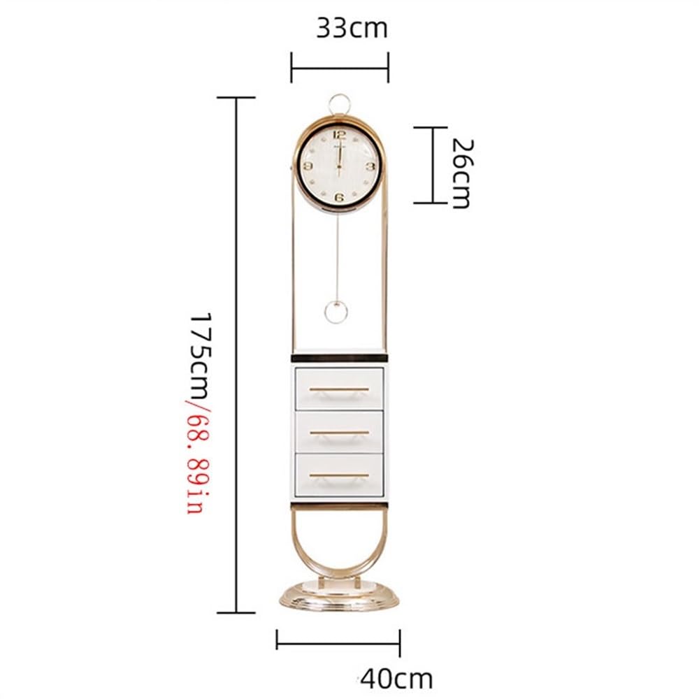 Decoración Reloj de Piso con Tres Cajones Moderno Americano Mudo Retro | Reloj de pie de pie