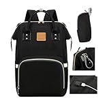 Bolsa Mochila Maternity Land Original Tradicional Com Usb+Bolsinha Porta Mamadeiras+Par de Ganchos (Preta)