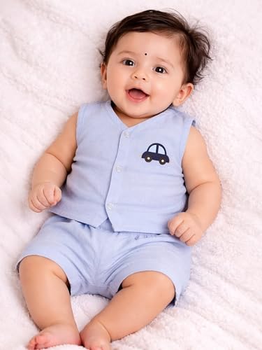 Image of Organic Crinckled Cotton Muslin Front Open Jabla |Cest Print Jhabla | for Newborn & Infants | All Season wear Jabala Baby Products | Sleeveless Vest | Assorted Pack of 3| Size -0-3 Months
