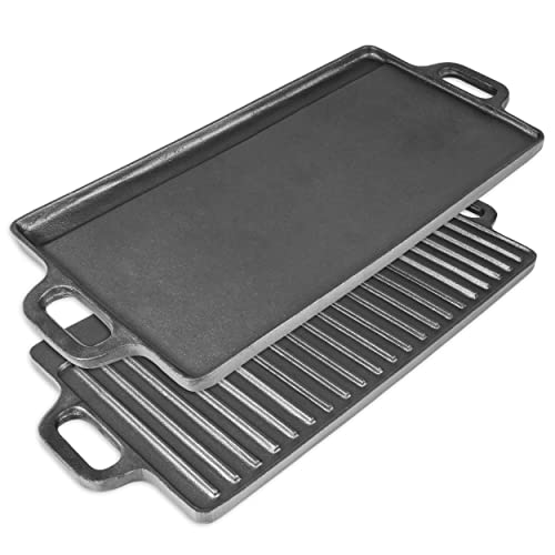 Comparison: Best Stove For Cast Iron 7 ProSource 2-in-1 Reversible 19.5” x 9” Cast Iron Griddle with Handles, Preseasoned & Non-Stick for Gas Stovetop, Oven and Open Fire.