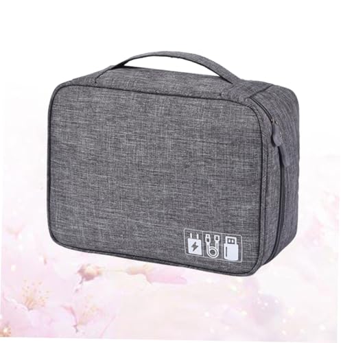 Estuche de almacenamiento para viaje en poliéster para cables y accesorios electrónicos, color gris miniatura 6