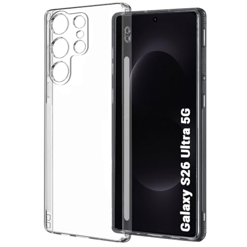 Image of TheGiftKart for Samsung S26 Ultra Case, Ultra Clear Soft Back Cover, Inbuilt Dust Plugs & Anti-Slip Grip, Total Camera Protection, Slim & Protective Galaxy S26 Ultra Back Cover (Silicone, Transparent)