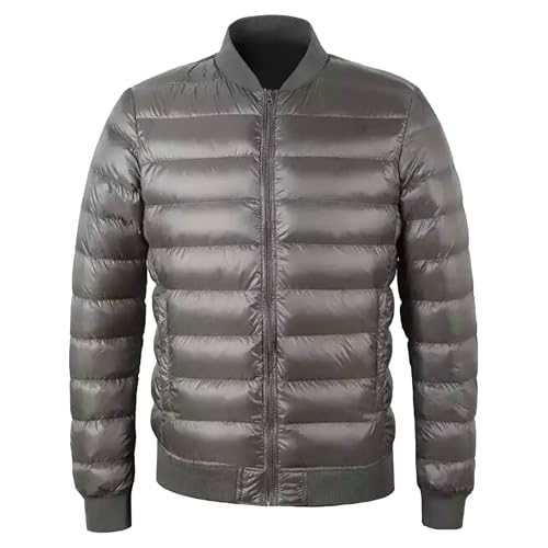 Doudoune bomber homme col montant gris XL | Veste fine anti-courants d'air