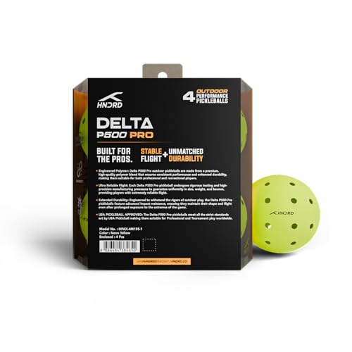 Image of Hundred Delta P500 Pro Pickleball Balls | Pack of 4 | USA Pickleball Approved | 40 Hole Design | Tournament Ball (Neon Yellow)