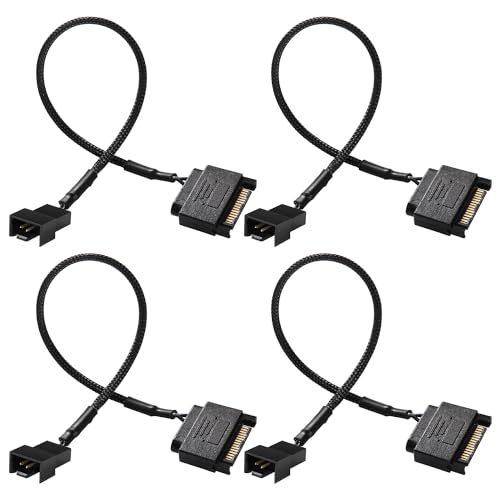 KUOQIY 4 Pièces Adaptateurs SATA Vers Ventilateur, 15 Broches Vers 3/4 Broches PWM Câble d'Alimentation