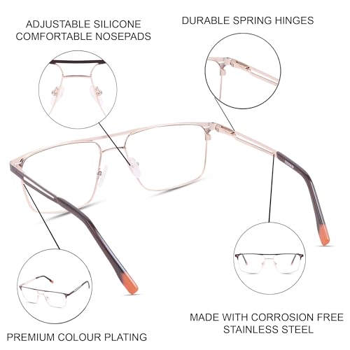 Image of TEEN & 20 Rectangle Blue Cut Computer Glasses for Men | Anti-Glare Zero Power Eyeglasses Frame for Eye Protection & Digital Screen Use - TN9004