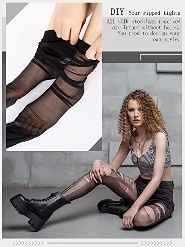 8 Pairs Ripped Tights Disposable Ripped Stocking Halloween Women Tight Pantyhose3