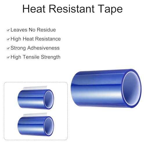 Image of uxcell Blue Heat Tape, 1 Roll 150mmx33m 108ft High Temperature Heat Resistant Tape for Sublimation,Heat Vinyl Press,Heat Transfer, Circuit Board, No Residue