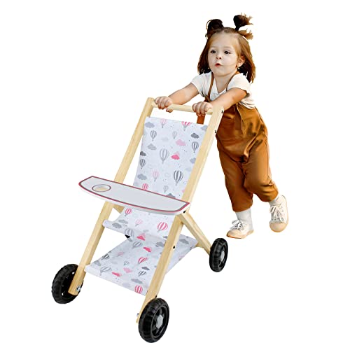 Cochecito de bebé, Cochecito de muñeca, Muñeca niña, Cochecito de bebé para muñeca en madera natural, 100% ecológico, Cochecito de juguete, Accesorios para muñecas de juguete, Andador Cover