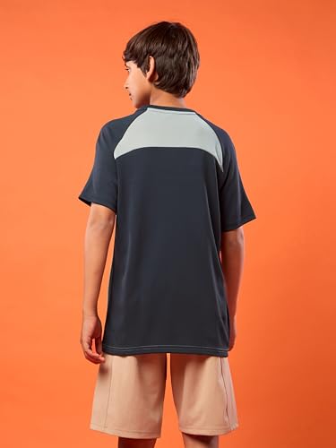 Image of TECHNOSPORT Boy's Polyester Slim Fit Crew Neck Half Sleeve T-Shirt with Technocool+, Anti Microbial Propeties for Sports and Regular Use