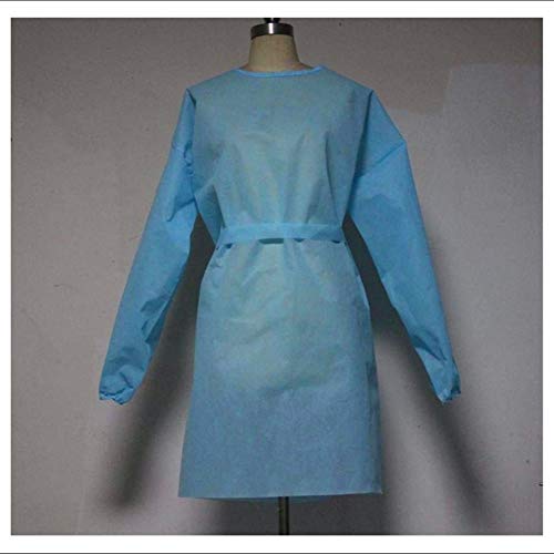 Polipropileno Labcoat Batas de Laboratorio Aislamiento de protecci�n Desechables Unisex Desechable (Color : Blue, Size : 10)