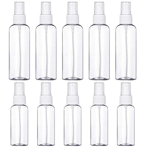 Preisvergleich Produktbild 10 Stück Tragbare Reisen Flaschen Leere Durchsichtigen Kunststoff Feinnebel Sprühflaschen 50 ml und 100 ml (Weiß)