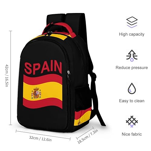 Flag of Spain Laptop Backpack Double Layers Travel Backpack Durable Daypack for Men Women2