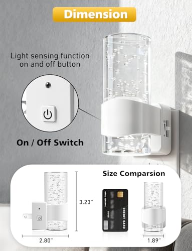 Image of Night Lights Plug into Wall, Dimmable LED Night Light with Dusk to Dawn Sensor, Plug in Night Light Brightness Adjustable, 2 Pack 3000K Acrylic Nightlight for Bathroom Hallway