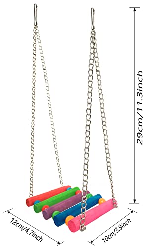 Image of Bird Parrot Toys Swing Hanging,Bird Cage Accessories Toy Hammock for Parakeets,Cockatiels,Lovebirds,Conures,Budgie,Macaws,Lovebirds,Finches and Other Small Pets(Rainbow)