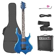 Unique Design: This 6-string rock guitar has a novel flame shape that looks like a burning flame. The superior Fire Flame inlay on the rosewood fretboard is eye-catching and makes this bass even more distinctive. This special guitar could be a surpri...