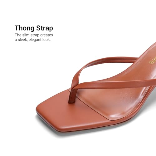 Image of DREAM PAIRS Kitten Heels for Women Flip Flop Low Heels Square Open Toe Sandals Thong 1.97 Inch Heeled Sandals for Summer Vacation