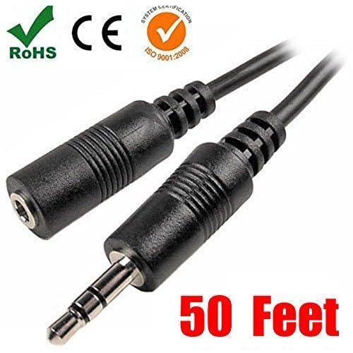 Cable de extensión de audio 3.5 mm macho/hembra 50 pies miniatura 3