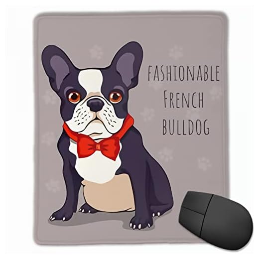 Fransk bulldog med en svart och vit färg av ull i röd fluga musmatta matta dator PC laptop spel kontor hem skrivbord tillbehör pryl