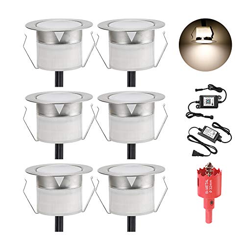 40% Off Discount LED Deck Lights, 12v Low Voltage Landscape Lights Waterproof Stair Lights Φ1.85 Outdoor Recessed Lighting for Step Stairs Outdoor Garden Yard Patio Fence Decor (Cold White, 6 Pack)