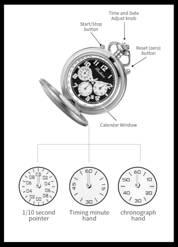 Image of BOSHIYA Multifunctional Stopwatch Calendar Silver Gold Black Pocket Watch with Bracelet