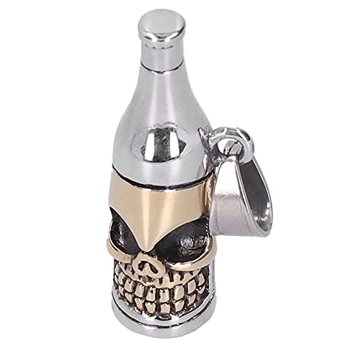 Skull Bottle Opener Pendant Necklace, Men's Stainless Steel Chain Necklace,