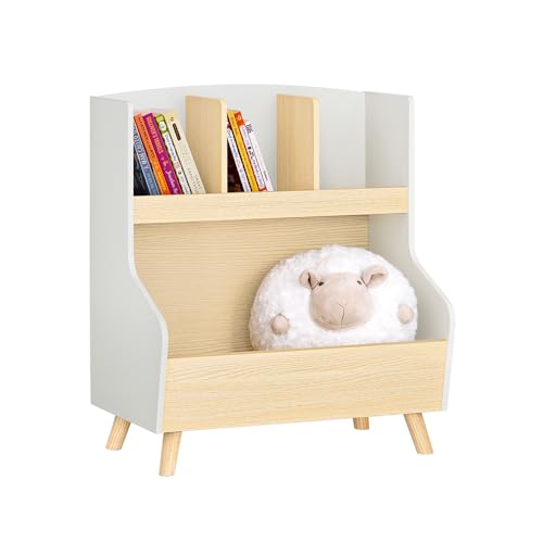 SoBuy Kinderregal Bücherregal Kinderzimmer Regal Aufbewahrungsregal für Kinder Kinderzimmer Möbel BHT ca. 60x68x37cm Grau-Natur KMB105-HG