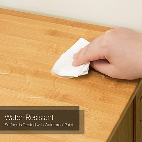 Monibloom 5 Tier Storage Floor Cabinet Free Standing With Shutter Doors, Bamboo Shoes Organizer Rack For 21-25 Pairs Bedroom Entryway Hallway, Natural #TOP3