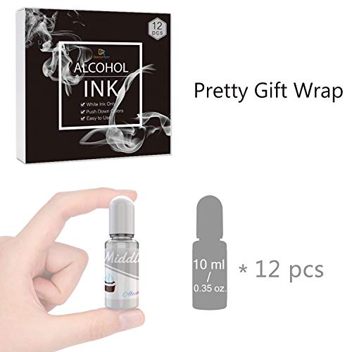 Weiße Alkohol Tinte Set - 120ml 2 Typ weiße Farbe Alcohol Ink für die Harz Petrischalen Herstellung, Epoxidharz Malerei, Yupo Kreationen - Weißer Alkoholfarbe für Epoxy Resin, Harz Kunst, Malen - 4oz