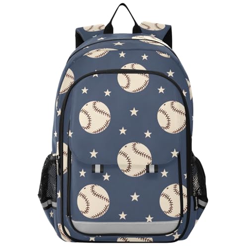 Sac à dos ordinateur portable enfants étoiles de baseball bleu marine scolaire
